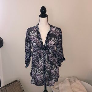 Shear button down blouse